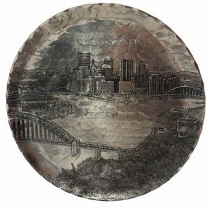 Vintage Pittsburgh Skyline Wall Plate 8.75" Wendell August Steel City Decor